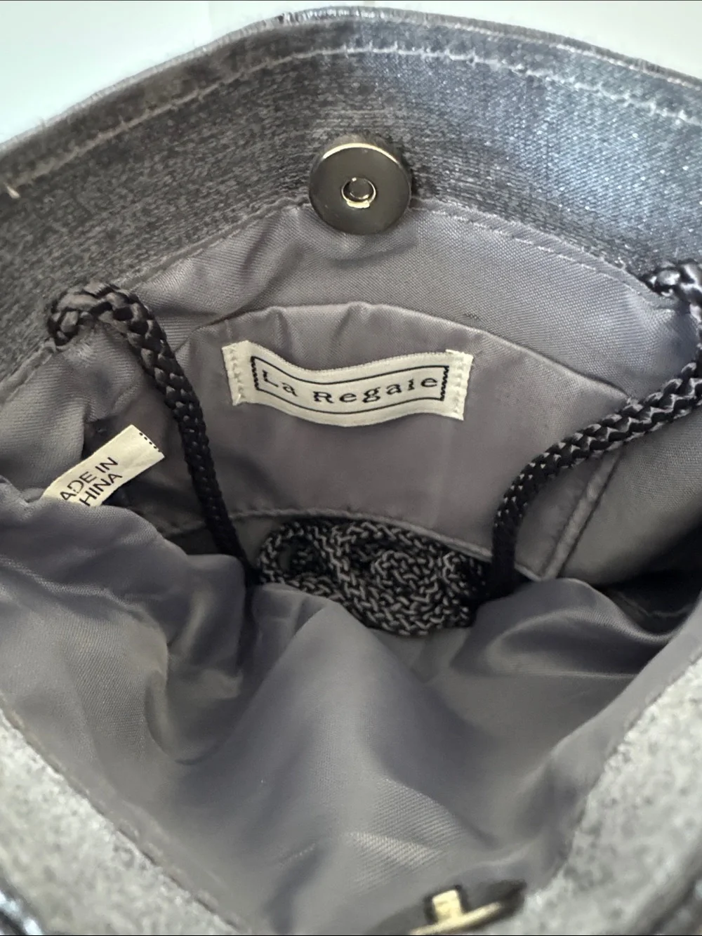 Purplish Gray Metallic Evening Mini Bag with Beaded Strap - Picture 2 of 6